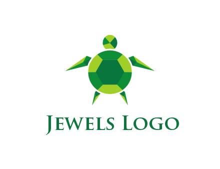 gems and jewels placed in the shape of a turtle