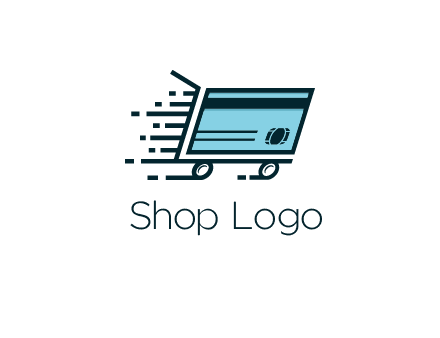 shopping cart with credit card logo for retail