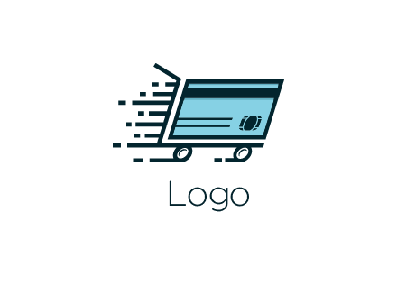 shopping cart with credit card logo for retail