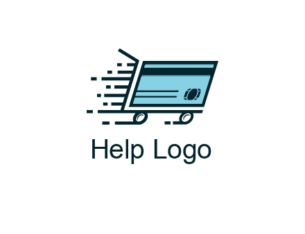 shopping cart with credit card logo for retail