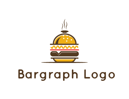 burger with a dish lid logo for an eatery