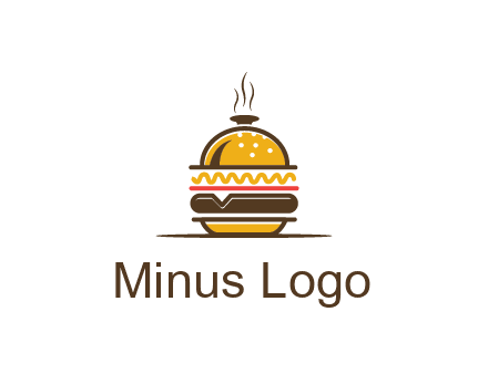 burger with a dish lid logo for an eatery