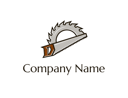 saw over a round saw blade for carpentry or sawmill logo
