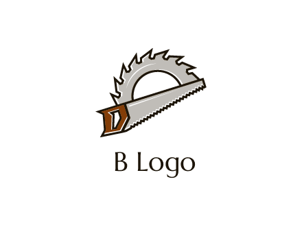saw over a round saw blade for carpentry or sawmill logo