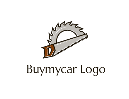 saw over a round saw blade for carpentry or sawmill logo