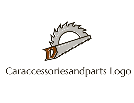saw over a round saw blade for carpentry or sawmill logo