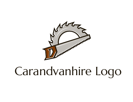 saw over a round saw blade for carpentry or sawmill logo