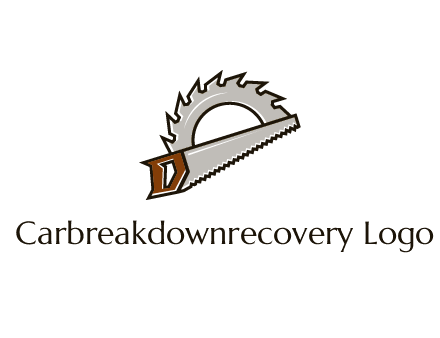 saw over a round saw blade for carpentry or sawmill logo