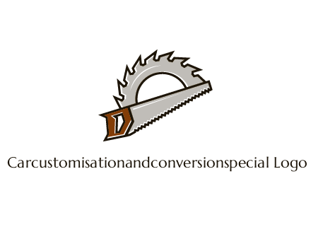 saw over a round saw blade for carpentry or sawmill logo