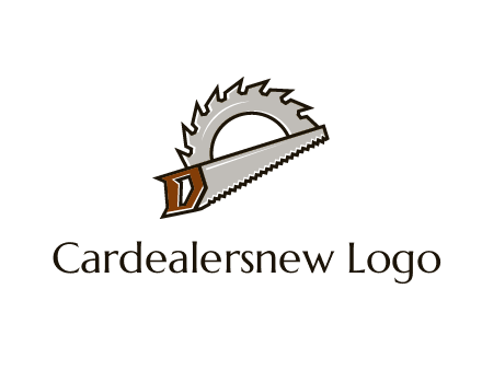 saw over a round saw blade for carpentry or sawmill logo