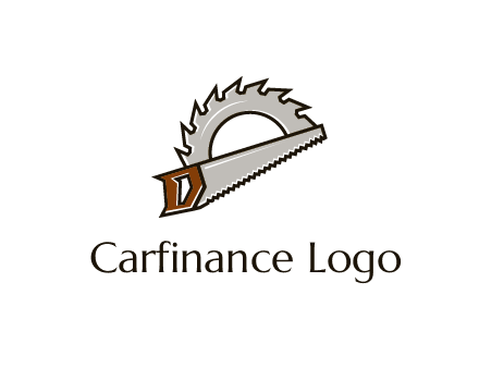 saw over a round saw blade for carpentry or sawmill logo