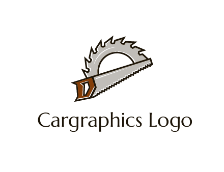 saw over a round saw blade for carpentry or sawmill logo