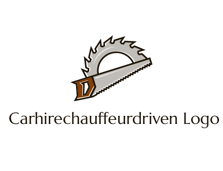 saw over a round saw blade for carpentry or sawmill logo