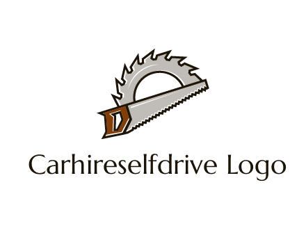 saw over a round saw blade for carpentry or sawmill logo