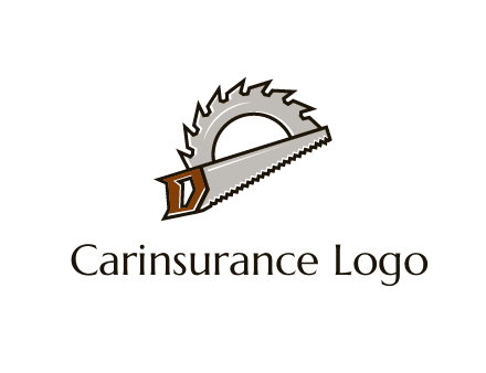 saw over a round saw blade for carpentry or sawmill logo