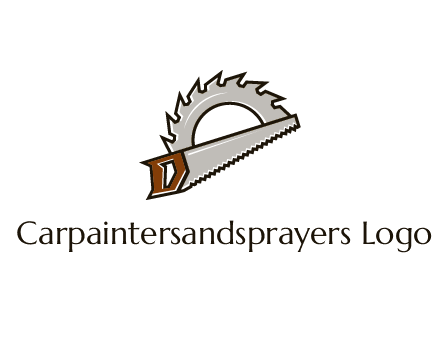 saw over a round saw blade for carpentry or sawmill logo