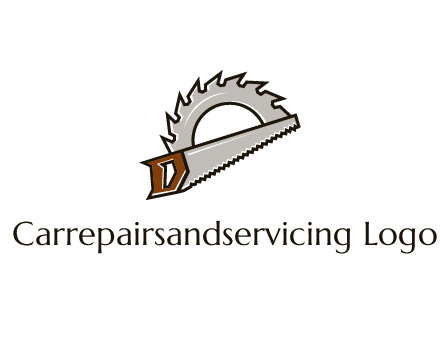 saw over a round saw blade for carpentry or sawmill logo