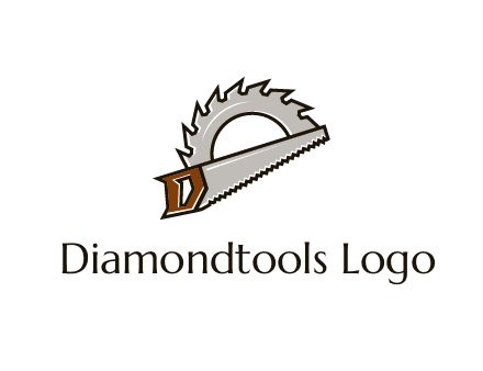 saw over a round saw blade for carpentry or sawmill logo