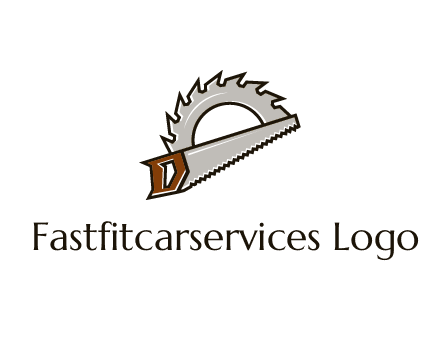 saw over a round saw blade for carpentry or sawmill logo