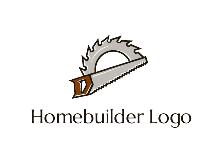 saw over a round saw blade for carpentry or sawmill logo