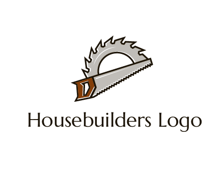 saw over a round saw blade for carpentry or sawmill logo