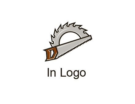saw over a round saw blade for carpentry or sawmill logo