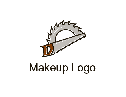 saw over a round saw blade for carpentry or sawmill logo