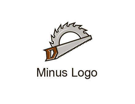 saw over a round saw blade for carpentry or sawmill logo