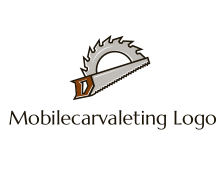 saw over a round saw blade for carpentry or sawmill logo