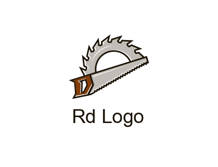 saw over a round saw blade for carpentry or sawmill logo