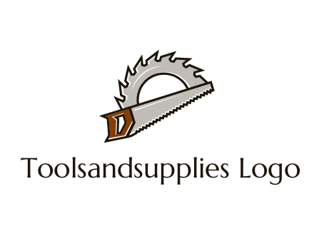 saw over a round saw blade for carpentry or sawmill logo