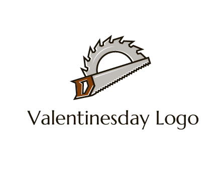 saw over a round saw blade for carpentry or sawmill logo