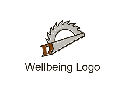 saw over a round saw blade for carpentry or sawmill logo