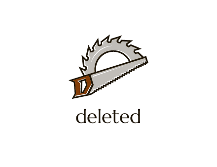 saw over a round saw blade for carpentry or sawmill logo