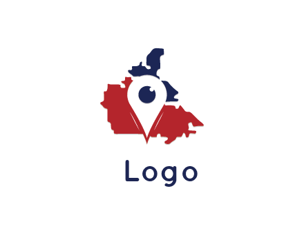 travel or hospitality logo with a geotag over a map