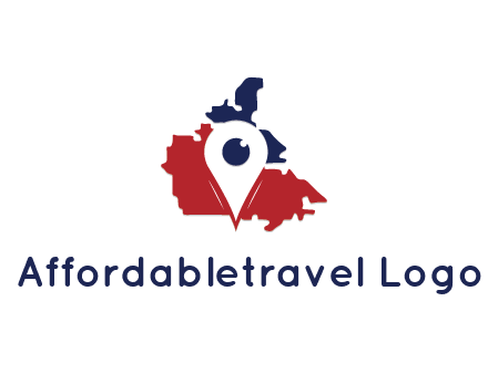 travel or hospitality logo with a geotag over a map