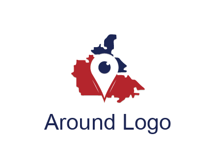 travel or hospitality logo with a geotag over a map