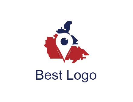 travel or hospitality logo with a geotag over a map