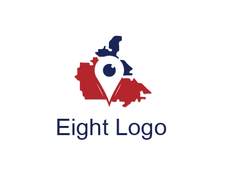 travel or hospitality logo with a geotag over a map