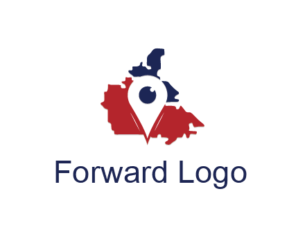 travel or hospitality logo with a geotag over a map