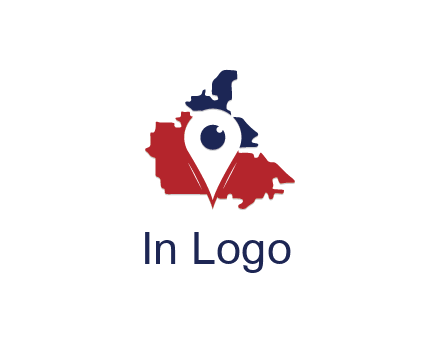 travel or hospitality logo with a geotag over a map