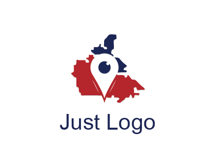 travel or hospitality logo with a geotag over a map