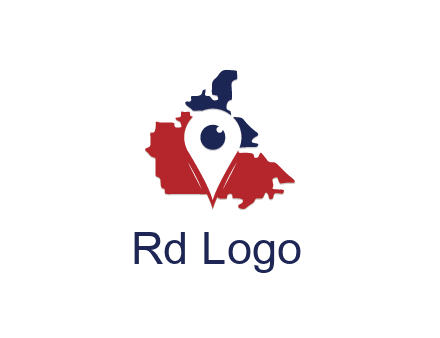 travel or hospitality logo with a geotag over a map