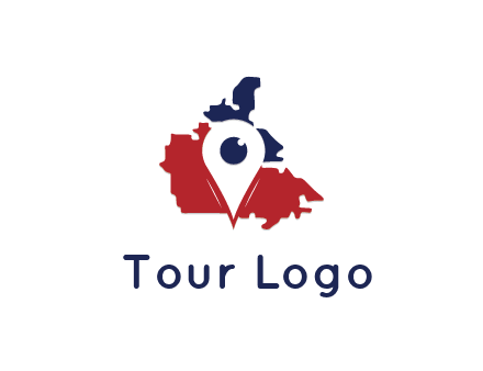 travel or hospitality logo with a geotag over a map