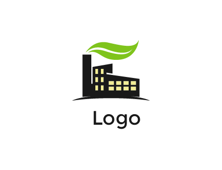 recycle logo with an industry emitting green waves instead of smoke