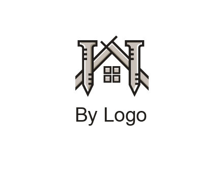 nails strategically placed to build a home or house