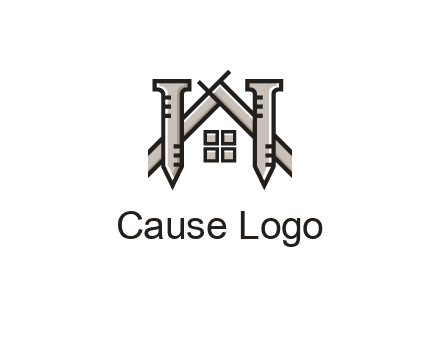 nails strategically placed to build a home or house