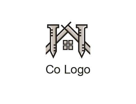 nails strategically placed to build a home or house