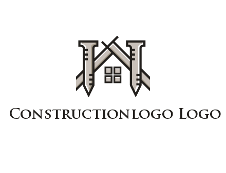 nails strategically placed to build a home or house