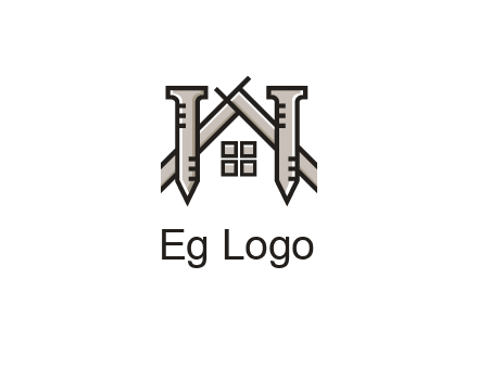 nails strategically placed to build a home or house